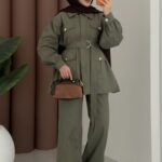 Henry Gold Düğmeli Gabardin İkili Takım - Haki