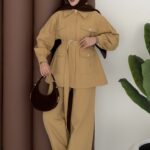 Henry Gold Düğmeli Gabardin İkili Takım - Camel