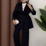 İzabel Güllü Dabıl Ceket İkili Takım - Lacivert