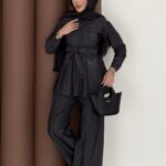 Belinda Premium Taşlı İkili Takım - Siyah