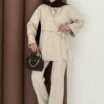 Merly Yandan Bağlamalı Scuba İkili Takım - Bej