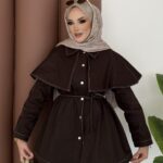 Pelerin Detaylı Gabardin İkili Takım - Kahverengi