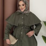 Pelerin Detaylı Gabardin İkili Takım - Haki