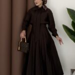 Pile Detaylı Cupra Etek İkili Takım - Kahverengi