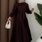 Pile Detaylı Cupra Etek İkili Takım - Mürdüm