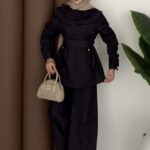 Cozy Denim Kemerli İkili Takım - Mürdüm