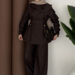 Cozy Denim Kemerli İkili Takım - Kahverengi