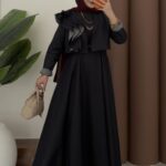 Laira Fırfırlı Ceketli Jile Elbise - Siyah