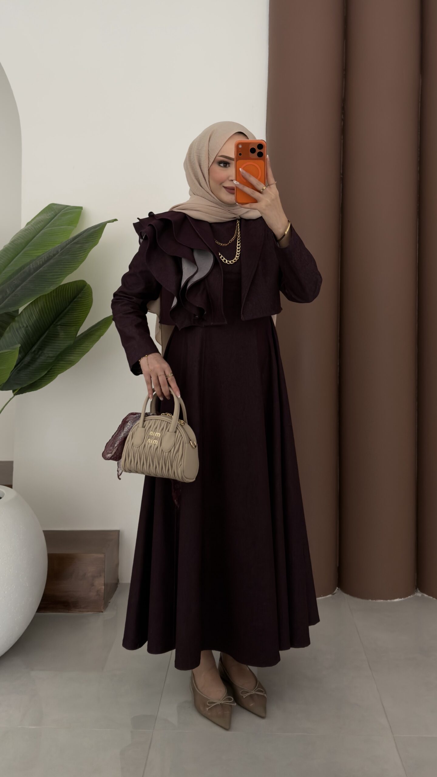 img_4381-scaled-1-1.jpeg Laira Fırfırlı Ceketli Jile Elbise - Mor - Görsel 1