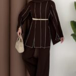 Block Parçalı Dabıl İkili Takım - Kahverengi