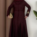 Petek Fileli Poplin Elbise - Bordo