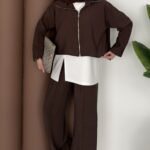 Crop Tensel İçlikli İkili Takım - Kahverengi