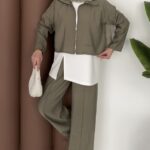 Crop Tensel İçlikli İkili Takım - Yeşil