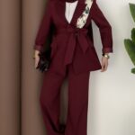 Bussines Blazer Dabıl İkili Takım - Bordo