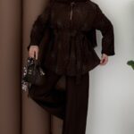 Diamond Tensel Kuşaklı İkili Takım - Kahverengi