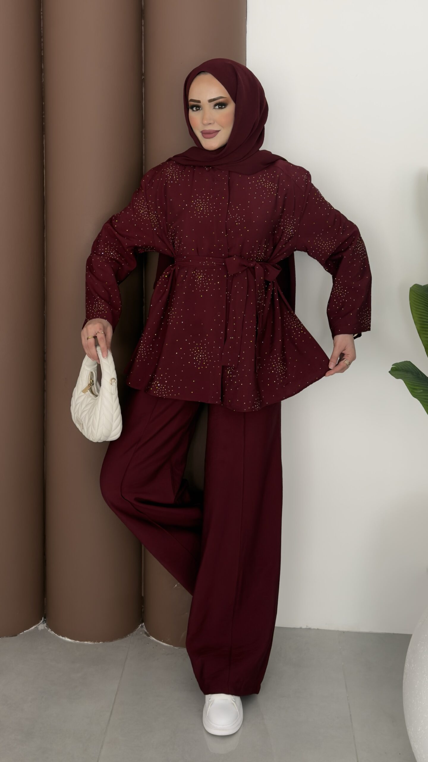 img_0587-scaled-2.jpeg Diamond Tensel Kuşaklı İkili Takım - Bordo - Görsel 1