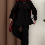 Helen Düğmeli Tensel İkili Takım - Siyah