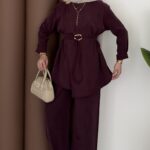 Moila Bronşlu Tensel İkili Takım - Bordo