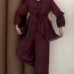 Lady Fırfırlı Vual İkili Takım - Mürdüm