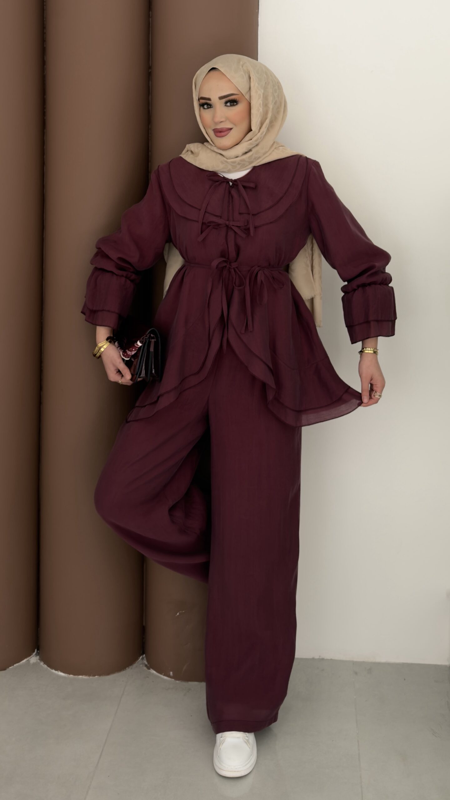 img_1527-scaled-2.jpeg Lady Fırfırlı Vual İkili Takım - Mürdüm - Görsel 1