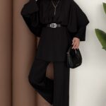 Arabic Pelerinli Modal İkili Takım - Siyah