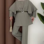 Arabic Pelerinli Modal İkili Takım - Haki