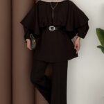 Arabic Pelerinli Modal İkili Takım - Kahverengi