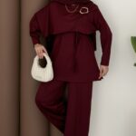 Marjin Oysh Tokalı İkili Takım - Bordo