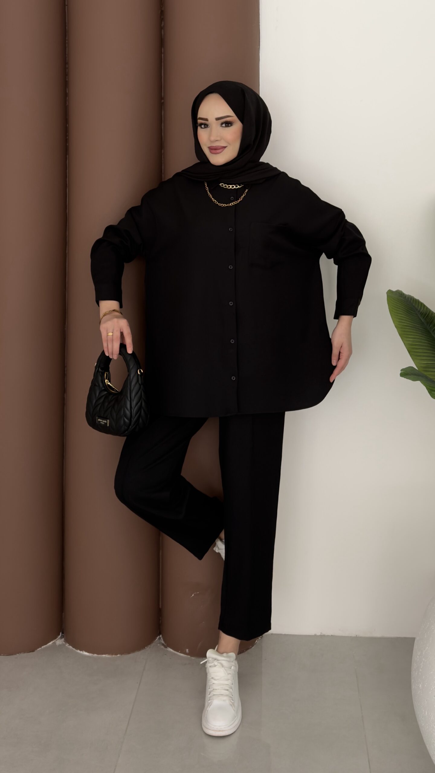 img_2691 Baggy Keten İkili Takım - Siyah - Görsel 1