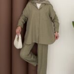 Baggy Keten İkili Takım - Haki