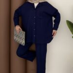 Baggy Keten İkili Takım - Lacivert