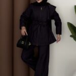 Softy Fermuarlı Denim İkili Takım - Mürdüm