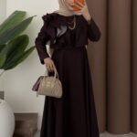 Laira Fırfırlı Ceketli Jile Elbise - Mor