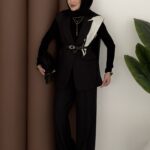 Dufy Kemerli Yelek İkili Takım - Siyah