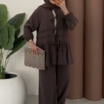 Sunset Bağcıklı Tensel İkili Takım - Kahverengi