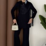 Kuğu Omuzu Püskül İpli İkili Takım - Lacivert