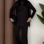 Kuğu Omuzu Püskül İpli İkili Takım - Siyah