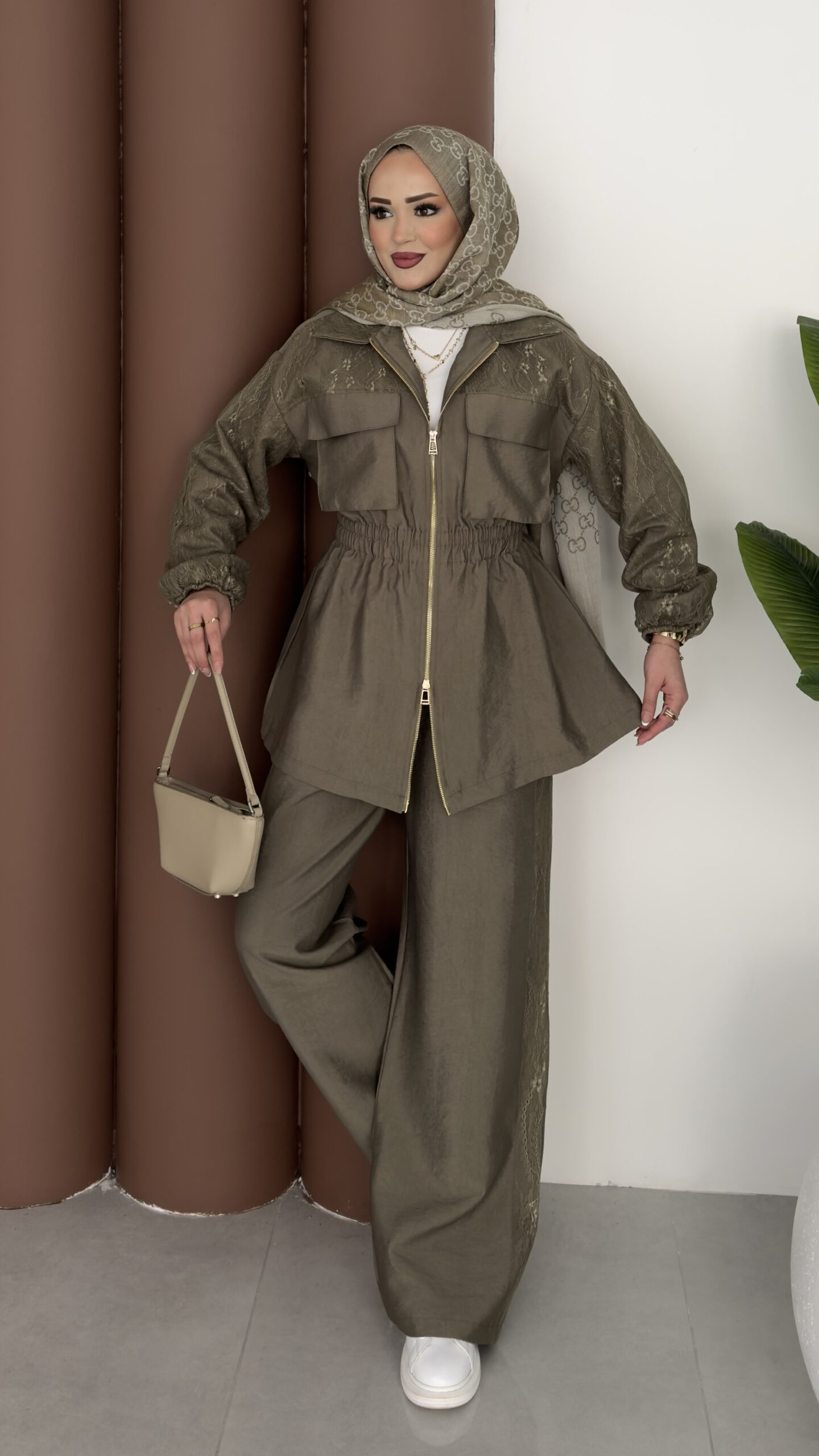 img_6242-scaled-2.jpeg Dantel Garnili Fermuarlı Cupra İkili Takım - Haki - Görsel 1