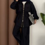 Dantel Garnili Fermuarlı Cupra İkili Takım - Lacivert