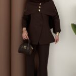 Deluxe Pelerin Blazer İkili Takım - Kahverengi