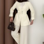 Prime Geniş Kemerli Dabıl İkili Takım - Ekru