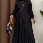 Ghalia Fermuarlı Kot Etekli Takım - Lacivert