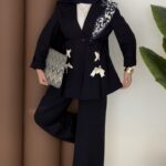 Velvet Kurdelalı Double İkili Takım - Lacivert