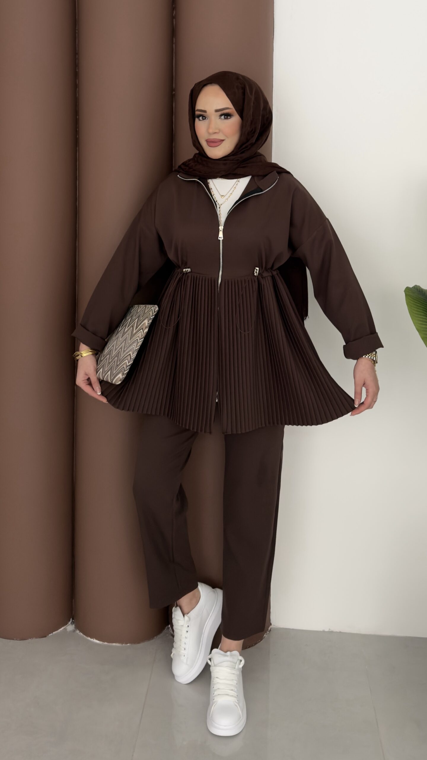 img_7638 Bonita Dabıl Piliseli İkili Takım - Kahverengi - Görsel 1