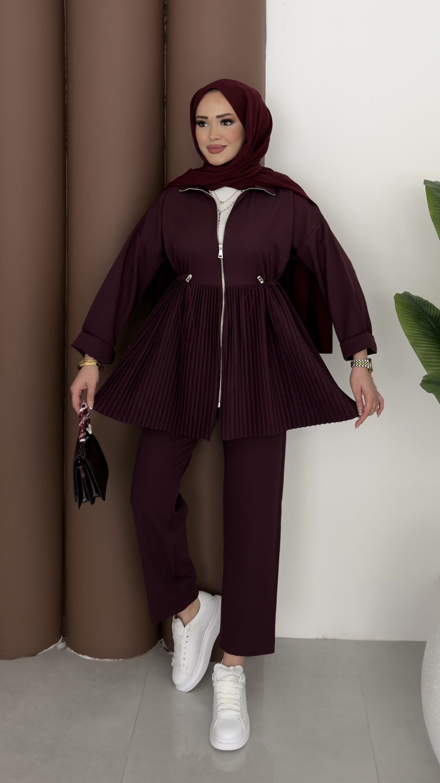 img_7671 Bonita Dabıl Piliseli İkili Takım - Bordo - Görsel 1