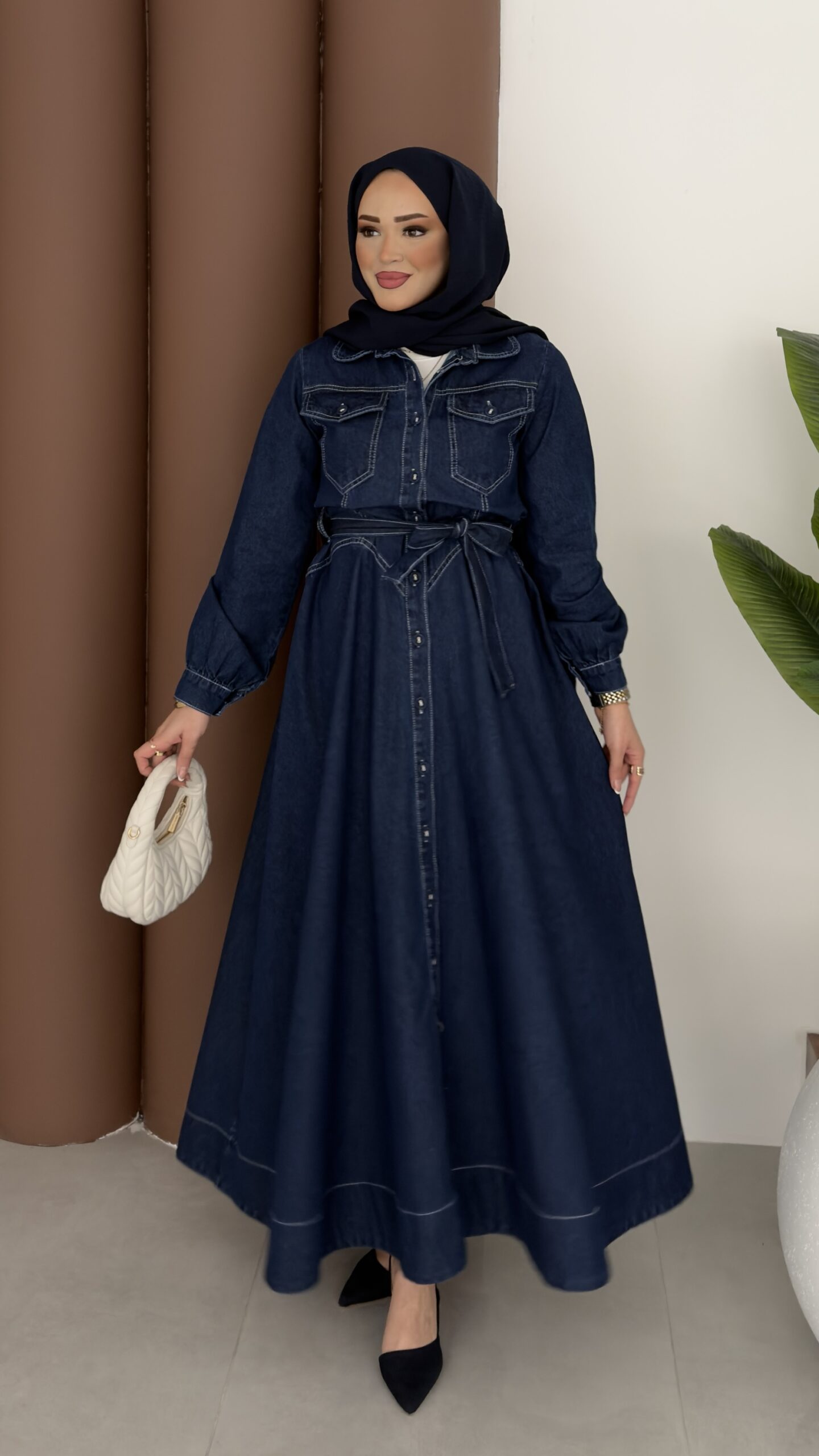 img_7898 Heidi Denim Elbise - Koyu Mavi - Görsel 1