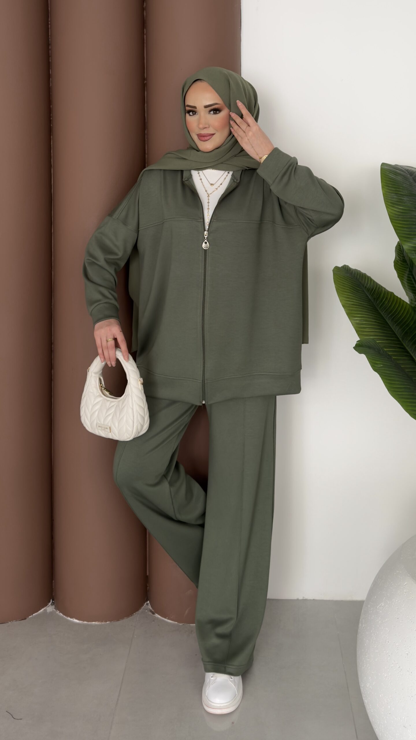 img_8327 Oysh Muadil Fermuarlı İkili Takım - Haki - Görsel 1