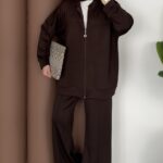 Oysh Muadil Fermuarlı İkili Takım - Kahverengi