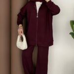 Oysh Muadil Fermuarlı İkili Takım - Bordo