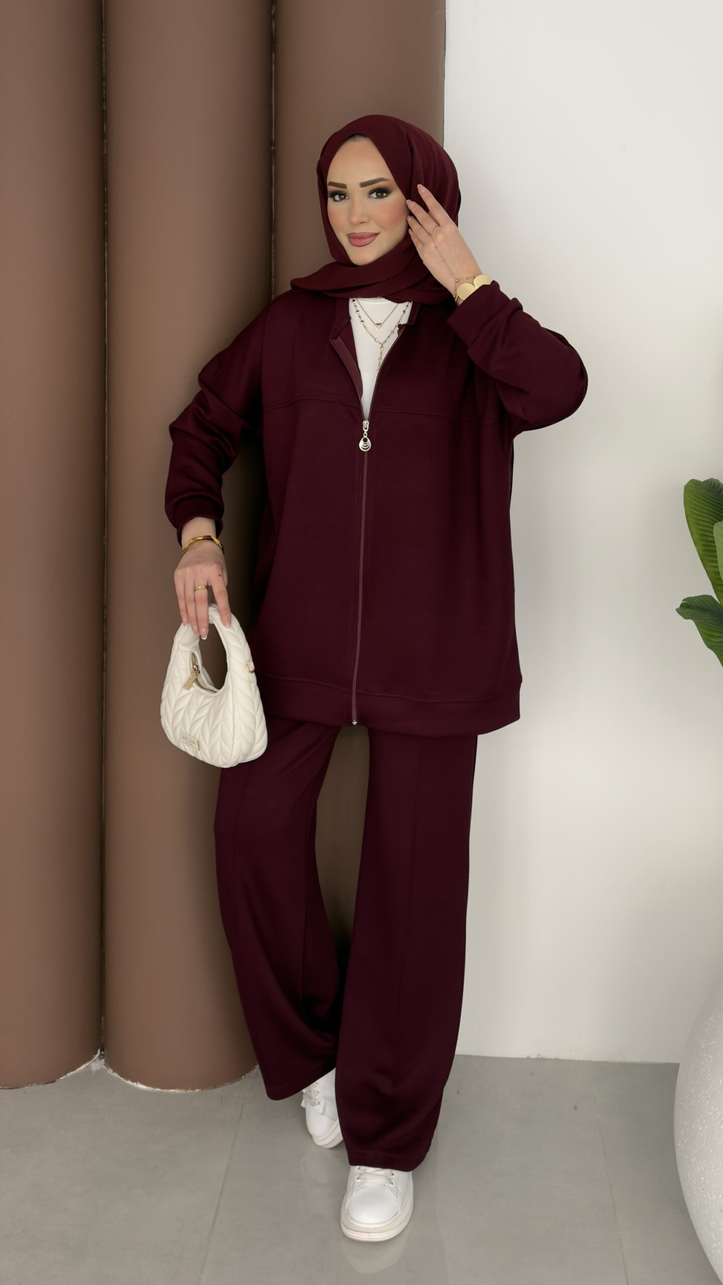 img_8358 Oysh Muadil Fermuarlı İkili Takım - Bordo - Görsel 1